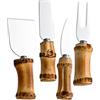 UKCOCO Set in Coltelli Manico Acciaio Bambù per Formaggio | Utensile Multiuso, Resistente alla Ruggine, Facile da Pulire, per Formaggio e Crema, Uso Domestico e Ristorazione