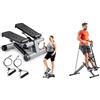 Sunny Health & Fitness Mini Stepper Machine, with Resistance Bands and LCD Monitor + Upright Row-N-Ride, Versatile Full-Body Workout Squat Assist Trainer