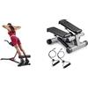 Sunny Health & Fitness Mini Stepper Machine, with Resistance Bands and LCD Monitor + Unisex's Station-SF-BH620062 Hyperextension Roman Chair with Dip Station, Black, One Size