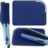 Generic Confezione da 2 tappetini grandi in silicone resistente al calore per ferri arricciacapelli, 23 x 16,6 cm, piastra per capelli, ferri piatti e strumenti per lo styling dei capelli (blu)