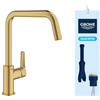 GROHE Start Miscelatore Cucina, Oro Spazzolato, 30470GN0 | Bocca a U Alto, Area di Rotazione 150°, Cartuccia Ceramica SilkMove 28mm, Vie d'Acqua Interne Prive di Piombo