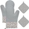 Cozary Guanti da Forno 4PCS - Silicone+Cotone, 28x18,5cm, Antiscivolo | Guanti Termici Cucina 4pcs (2 Guanti+2 Presine), 28x18,5cm, , Appendibili. Ideali Per Cucina E Bbq.