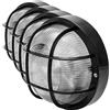 Velamp Bubble Plafoniera da esterno rotonda - Attacco lampadina E27 - 60W Max - Impermeabile (IP44) - Ideale per montaggio all'esterno - Colore nero (Confezione da 4)