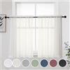OWENIE Set di 2 tende trasparenti corte, 91 cm, 2 pannelli, con tasca per filtro della luce, in voile, tende per cucina e bagno, mezza finestra, 106,7 x 91,4 cm (larghezza x lunghezza), avorio