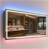 Relaxdays specchio bagno, dimmerabile, 3 colori di luce, vetro | antiappannamento, retroilluminazione RGB, IP44