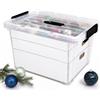 Relaxdays Scatola porta palline di Natale | 113 palline, HxLxP: 24,5 x 51 x 38,5 cm, coperchio, inserti in cartone, 40 l