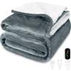 MYCARBON Coperta Elettrica 180x160cm, 6 Livelli Calore, Timer 9h, Lavabile | Termocoperta Temperature da 30°C a 45°C, Coperta Termica Riscaldante Matrimoniale Basso Consumo(Grigio Chiaro)