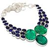 "Fatto a mano" GreenSimulated, Blue Jade Gemstone 925 Sterling Silver Jewelry Collana 18"