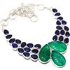 "Fatto a mano" GreenSimulated, Blue Jade Gemstone 925 Sterling Silver Jewelry Collana 18"