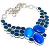 "Fatto a mano" Blue Fire Monalisa, Blue Jade Gemstone 925 Sterling Silver Jewelry Collana 18"