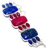 "Fatto a mano" Bracciale in argento sterling 925 con pietre preziose di giada rossa simulate...