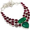 "Fatto a mano" GreenSimulated, Red Jade Gemstone 925 Sterling Silver Jewelry Collana 18"