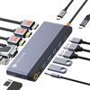 NOVOO USB C Quad Display Docking Station 14 in 1 Dual Monitor Laptop Multiport Adapter DP 8K@30Hz Dual HDMI 4K@60Hz VGA 5 USB 3.1 PD 100W Ethernet SD/TF Mic/Audio