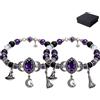 Generico Bracciale con ciondolo a forma di luna di cristallo della strega, gioielli di strega mistica con perline viola, braccialetto con ciondolo a forma di luna di cristallo mistico, stile magico
