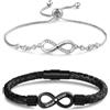 Lam Hub Fong Bracciali di Coppia Personalizzati Set da 2 Braccialetti con Nomi Incisi per Lui e Lei Simbolo Infinito con Chiusura a Cuore Magnetica Gioiello Regali per San Valentino Natale Anniversari