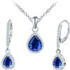 INFINIONLY Parure di gioielli da donna con pietre preziose a goccia, Collane ciondolo e Orecchini pendenti in argento 925 con zirconi blu, Set di gioielli moda per matrimoni e quotidiano