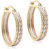 Carissima Orecchini Creole con Taglio Diamantato da 22 mm in Oro Tre Colori 9 ct per Donna