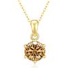 PAKORIO Collana solitaria moissanite rotonda classica elegante da donna, 1ct/2ct VVS1, placcata oro 14K, ipoallergenica, catena regolabile 40-45cm, anti-ossidazione, regalo