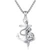 YueYuan Collana da donna in argento sterling 925, con ciondolo a forma di ancora, stile vintage, sirena, regalo di compleanno, Natale