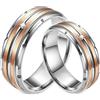 Gualiy Anello Donna Uomo in Titanio, Anello di Matrimonio Anello in Argento e Oro Rosa da 8mm con Zircone Misura 12-30