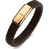 Gualiy Bracciale Cuoio Punk Uomo, Bracciale Acciaio Inossidabile Uomo Intrecciato Bracciale con Fibbia 16.5CM Lunghezza Bracciale Hip Hop Uomo