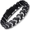 RainSo Bracciale magnetico da uomo, in acciaio inox, opaco, design a freccia, regolabile, resistente, per arrampicata all'aperto (24 cm)
