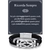 Bandmax Bracciale Uomo in Pelle con Nodo dell'Infinito Ideale Regalo | Regalo Uomo Compleanno Anniversario Laurea Natale per Marito Padre Figlio Amico, Braccialetto 19/21/23cm Confezione Regalo