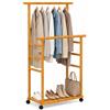 Relaxdays portabiti su ruote in bambù, 2 aste, ripiano per scarpe, HBT: 148 x 80 x 36 cm, per ingresso, colore naturale