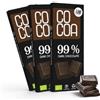 CO COA Cioccolato Fondente 99% BIO 3x40g - Crudo, Vegano, Senza Zucchero Bianco Raffinato