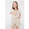 Tezenis Shorts Bimba Tela Cotone Effetto Lino Ruches Bambina Naturale
