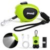 Pecute Guinzaglio per Cani Allungabile 2,7M Piccolo Cane LED Sac | Guinzaglio fino a 12kg, anti-torsione, Illuminazione LED Ricaricabile, Distributore di Sacchetti Integrato, 174g Ultraleggero