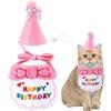 OIXEYA Set Compleanno Cane 3 Pezzi: Cappellino Rosa, Bandana e Papillon - Accessori Festa per Cani e Gatti, Decorazioni Compleanno Animali Domestici, Regalo per Cuccioli, Taglia M
