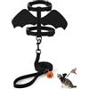 XUKZIMA Costume Halloween Cane e Gatto, 1 Pz con Ali Pipistrello e Guinzaglio. Regolabile con Campanello Sicurezza. Morbido e Leggero per Passeggiate Confortevoli e Foto Festive.