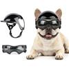 PETLESO Set di 2 casco per cani e occhiali per cani, con fori per le orecchie, protezione UV, ideale per cani di taglia media, taglia M (nero)