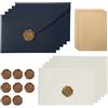JOVYTH 10 Buste Vintage Blu e Bianche con Carta A5 e Sigilli in Ceralacca
