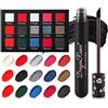 Crunier Set Trucco Gotico, Palette di Ombretti Nero Rosso, Goth Lipgloss Borgogna | Palette Ombretti Rosso Smokey 15 Colori, Grigio e Argento, Ombretto Glitterato, per Halloween Carnevale Cosplay e Trucco