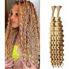 Lakaisa Human Braiding Hair Deep Wave Bulk for Boho Braids Capelli Naturali Umani Donna Human Hair Extension Unprocessed No Weft P27/613 Highlight Blonde Total 100g 2 Bundles 12 12 Pollici