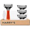 Harry's Set Cura della Barba, Manico Arancione, 3 Lamette di Ricambio | Rasoio Truman con Manico Antiscivolo, Lamette di Ricambio da 5 Lame e Rifinitore di Precisione per la Rasatura a Umido
