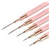 flintronic 5 Pcs Pennelli per Unghie, Nail Art Pennelli, con Herramienta de Punteado, Manicure DIY Donne, per Linee Lunghe, Dettagli Sottili, Dimensioni 4/8/12/20/25mm, Rosa