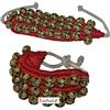 Prisha India Craft ¨ Ghungroo Kathak (16 n. Ghungroo) (3) Linea di tre grandi campane di ballo Ghungroo coppia fatti a mano classica indiana danza Bharatnatyam accessori, Kuchipudi, Odissi Ghungru Tampone rosso