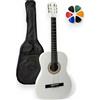 Amrova - Chitarra classica per adulti 4/4 destra + custodia per zaino + 6 plettri + lezioni video in omaggio - corde in nylon, consegnata concessa (bianco, 3/4, sinistra)