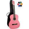 AMROVA - Chitarra classica per adulti 4/4 mancino + custodia per zaino + 6 plettri + corsi video offerti - corde in nylon, consegnata concessa (rosa, 4/4, mancini)