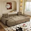 Gojyjqytupo Divano letto a forma di U, 278 cm, trasformabile, con letto estraibile | con funzione di ricarica USB, cuscino per braccioli rimovibili, design modulare extra large, divano moderno per soggiorno