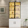 BNUZ 60 x 40 x 160 cm, vetrina in vetro fumé con telaio in alluminio, due ante nella parte inferiore, libreria, credenza, bianco