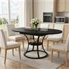 LNRLZYLS Tavolo da pranzo allungabile rotondo, 108-148 cm, per 4-6 persone | Tavolo da cucina in legno ovale con funzione telescopica, effetto rovere con struttura in metallo nero