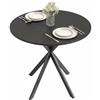 HOMCOM Tavolo da Pranzo Rotondo Ø80cm, per 2-4 Persone, Nero | Tavolo da Cucina, Piano Effetto Legno, Gambe a Croce in Acciaio, Tavolino da Soggiorno e Sala da Pranzo, Stile Industriale