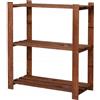 STOLMAK Scaffale in Legno di Pino 80x90x38 cm, Libreria con 3 Ripiani, Scaffale Portaoggetti Multiuso per Soggiorno, Bagno, Cantina e Garage, Marrone