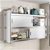 XIGOUZIQU Mobili da cucina, credenza, mobile da cucina a muro in acciaio inox, mobile da parete con ante scorrevoli; organizer for mobili for bar commerciali, scuole, garage(120x35cm/47.24x13.78in)