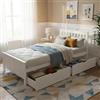 SACOOL Letto singolo in legno, con cassetti, struttura in legno di pino, bianco, 90 x 200 cm