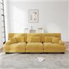 MOHUANG Divano angolare modulare 3 posti con seduta profonda, divano letto in ciniglia, comodo divano imbottito per soggiorno, appartamento, studio, ufficio, giallo